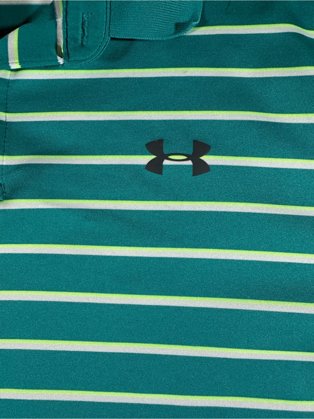 Under Armour Men’s Teal and Light Green Striped Polo - Picture 4 of 10